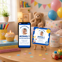 Personalised First Trip Around the Sun Memory Coaster with QR Code | MDF Coaster & Fridge Magnet | Our Magic Memories™