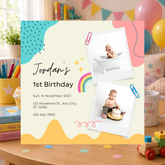 Personalised 1st Birthday Photo Memory Coaster | Custom First Birthday Keepsake | Upload 2 Photos & Video | Baby Boy or Girl Gift