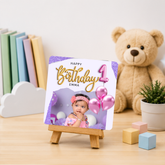 Personalised Pink 1st Birthday Memory Coaster™ with QR Code | MDF Keepsake | Photo Gift | First Birthday Decoration