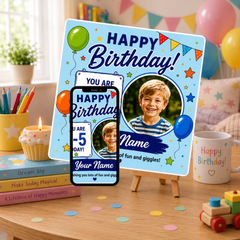 Personalised 2–5 Birthday Photo Memory Coaster | Custom Children's Birthday Gift | Any Age 2–5 | Upload Photo & Video