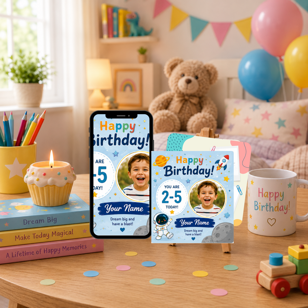 Personalised Unicorn Birthday Photo Memory Coaster | Custom Birthday Gift for Girls Aged 2–5 | Upload Photo & Video | Our Magic Memories™