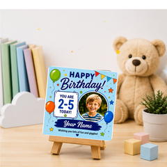 Personalised 2–5 Birthday Photo Memory Coaster | Custom Children's Birthday Gift | Any Age 2–5 | Upload Photo & Video