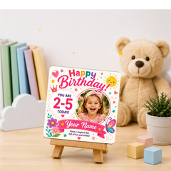 Personalised Birthday Photo Memory Coaster | Custom Birthday Gift for Girls Aged 2–5 | Upload Photo & Video | Our Magic Memories™