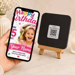 Personalised Birthday Photo Memory Coaster | Custom Birthday Gift for Girls Aged 2–5 | Upload Photo & Video | Our Magic Memories™
