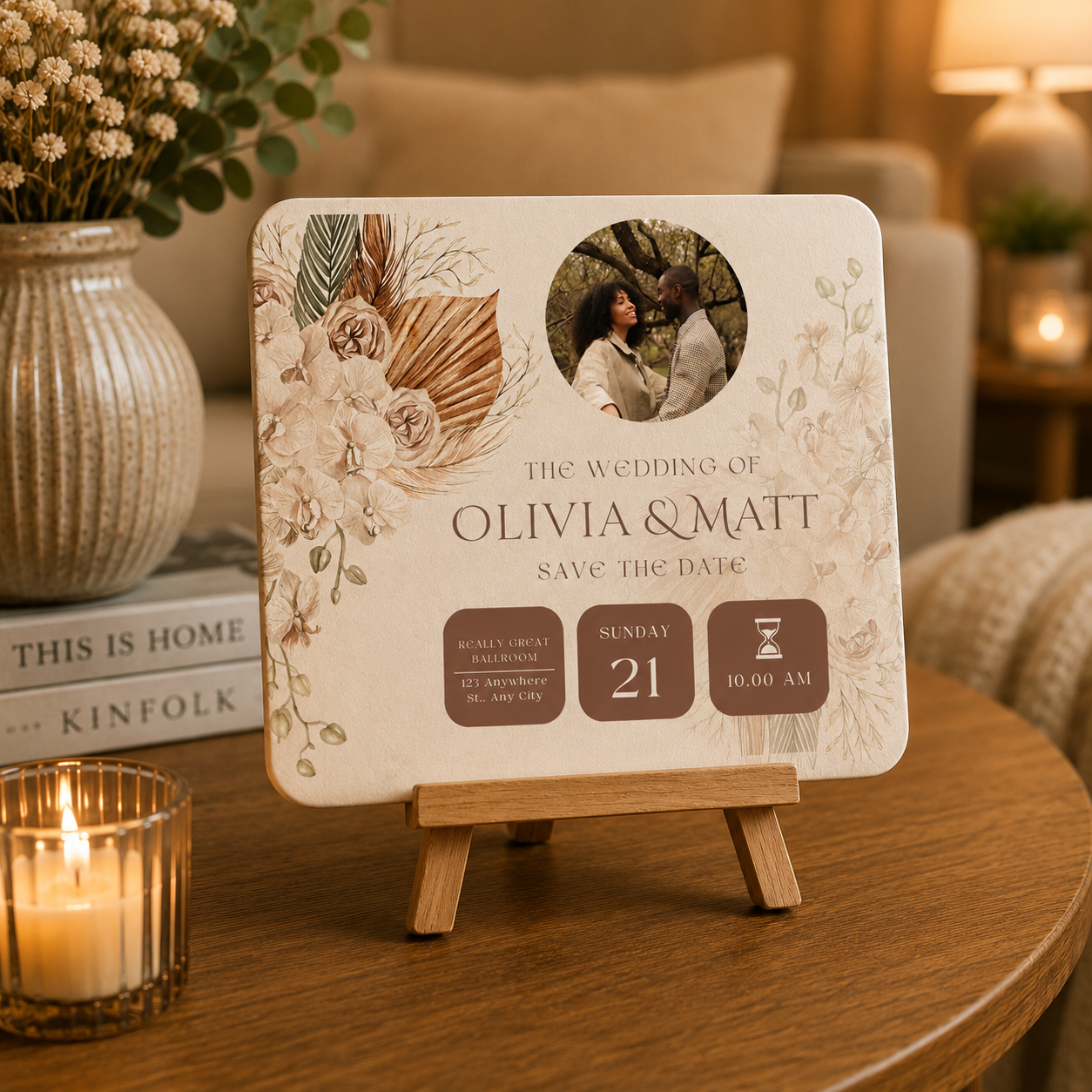 Neutral Linen Wedding Memory Keepsake