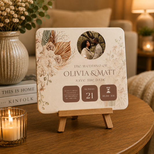 Neutral Linen Wedding Memory Keepsake