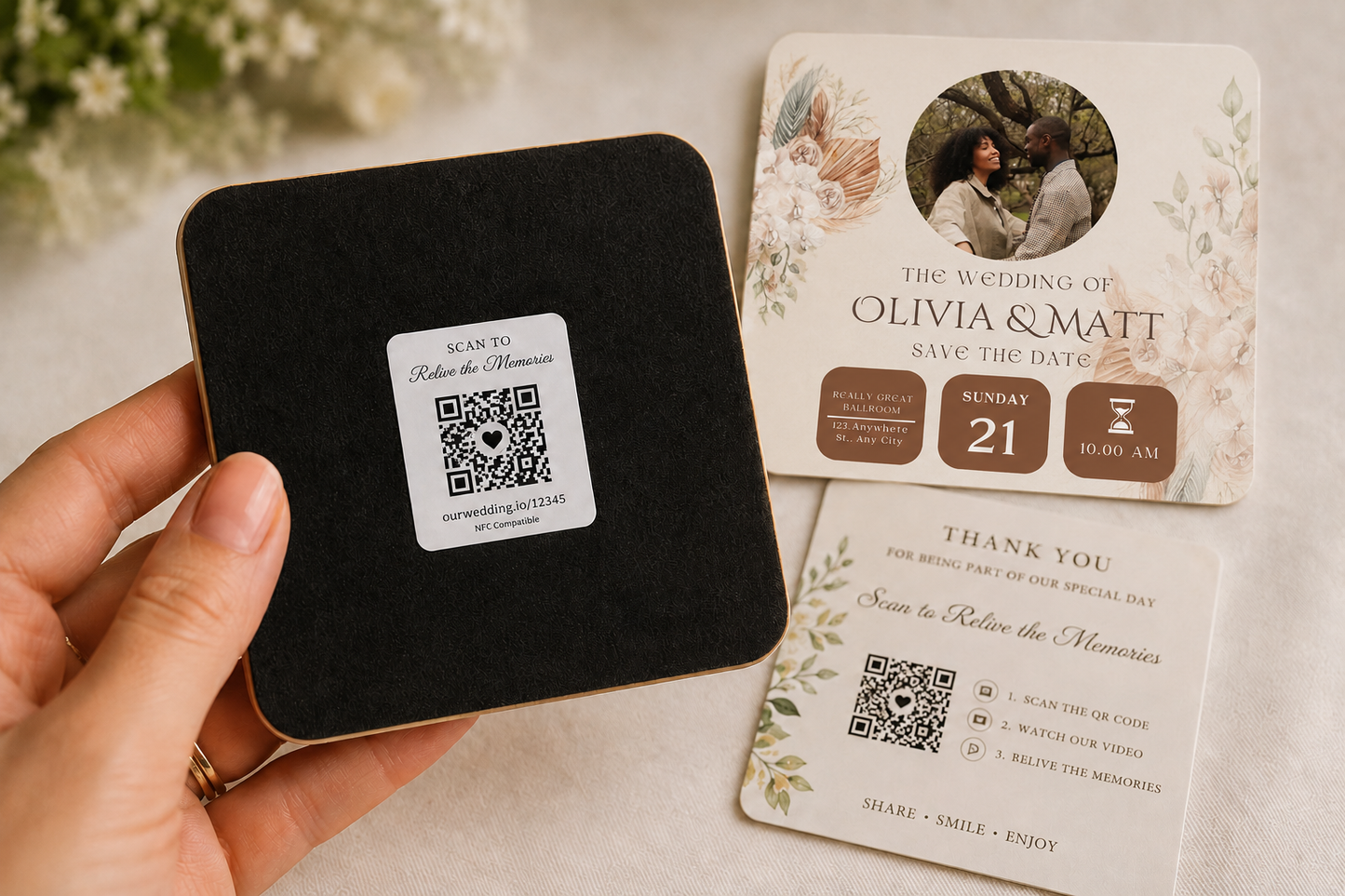 Neutral Linen Wedding Memory Keepsake