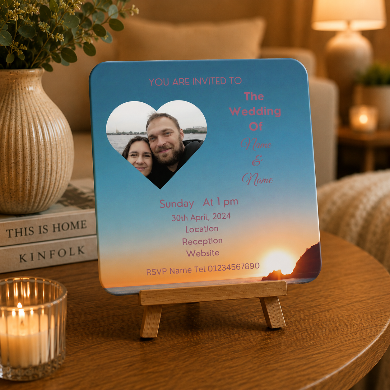 Sunset Romance Wedding Memory Keepsake