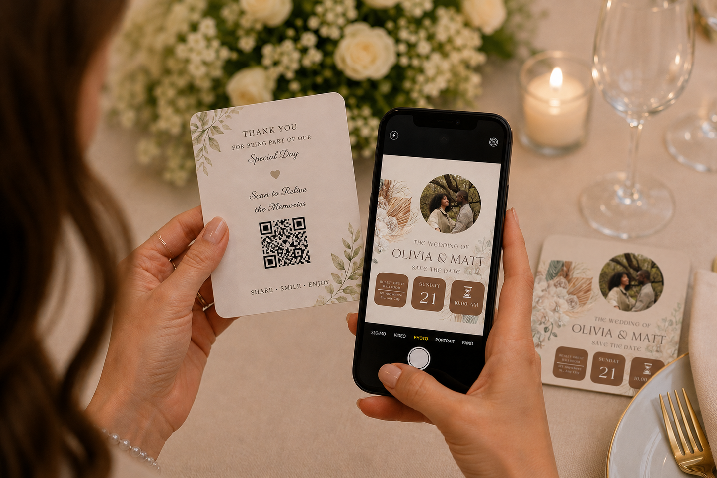 Neutral Linen Wedding Memory Keepsake