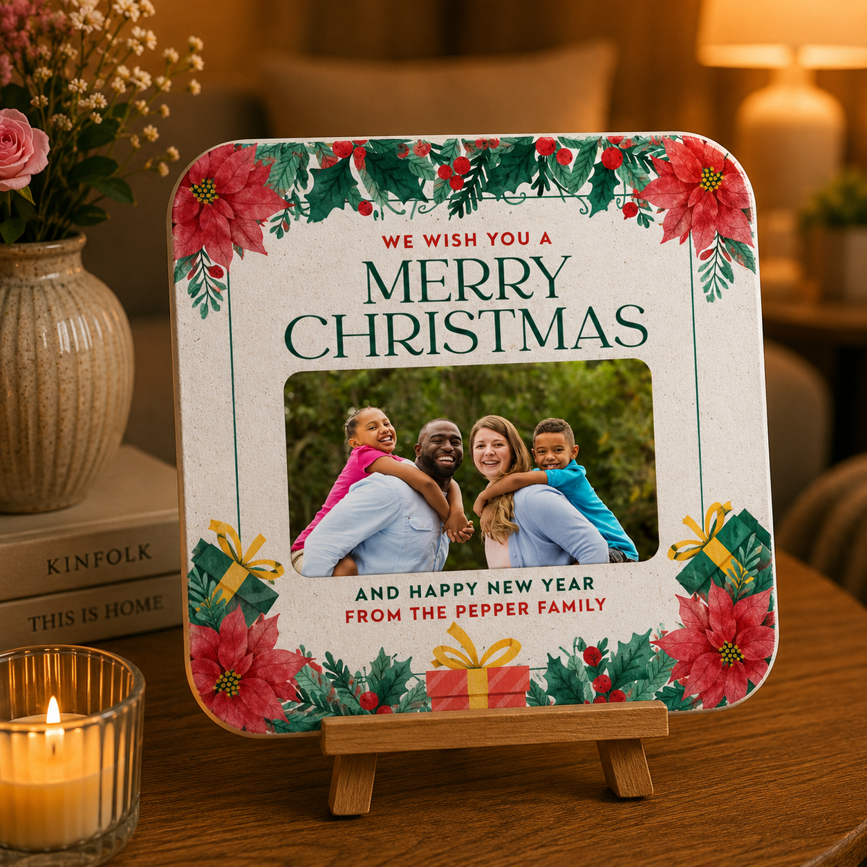 Festive Family Christmas Keepsake Coaster