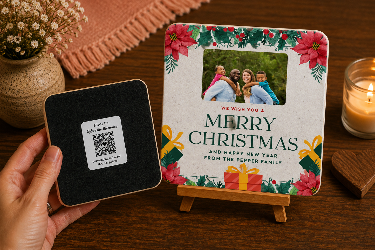 Festive Family Christmas Keepsake Coaster