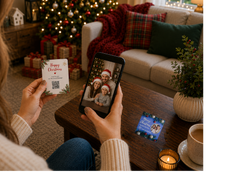 Blue Christmas Family Keepsake Coaster