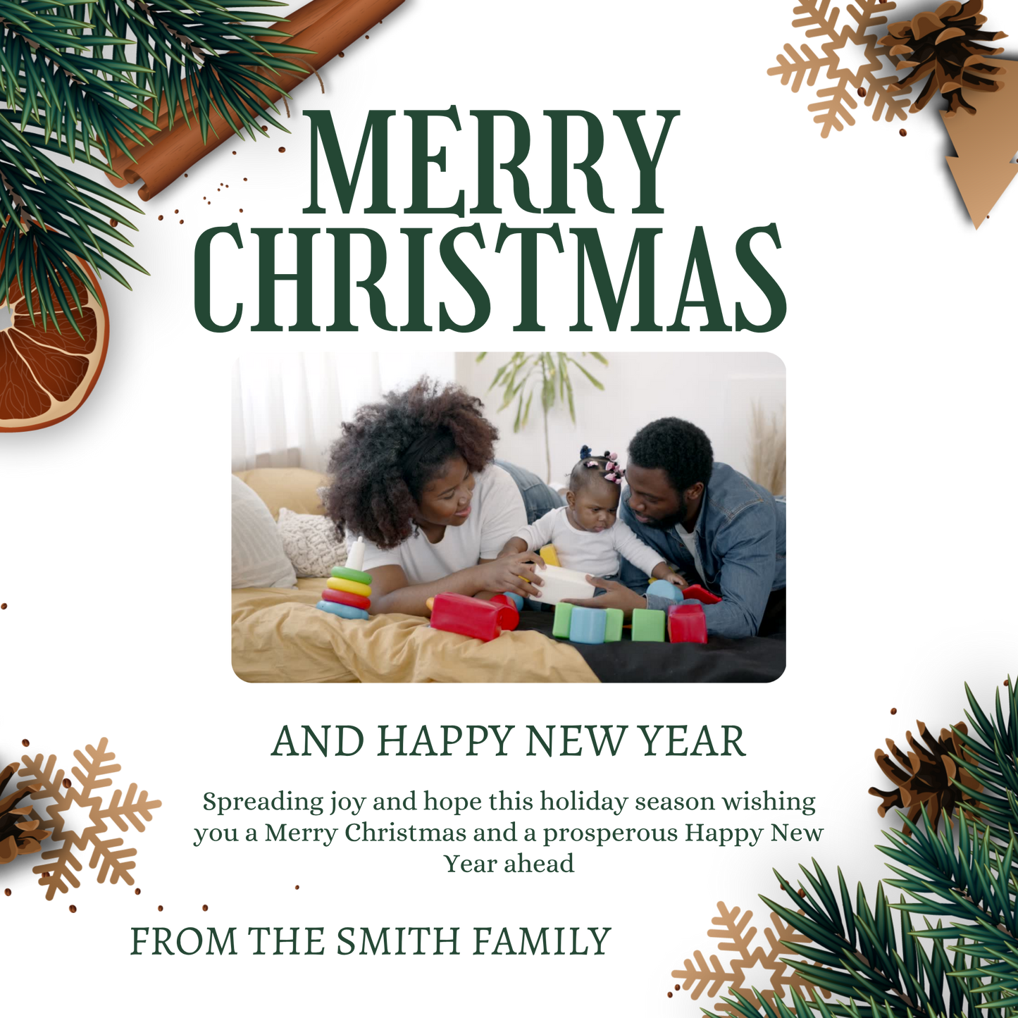 Elegant Christmas Family Keepsake Coaster