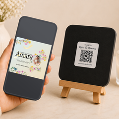 Personalised 1st Birthday Memory Coaster with QR Code | MDF Coaster, Fridge Magnet & Easel Included | 9.5 x 9.5 cm